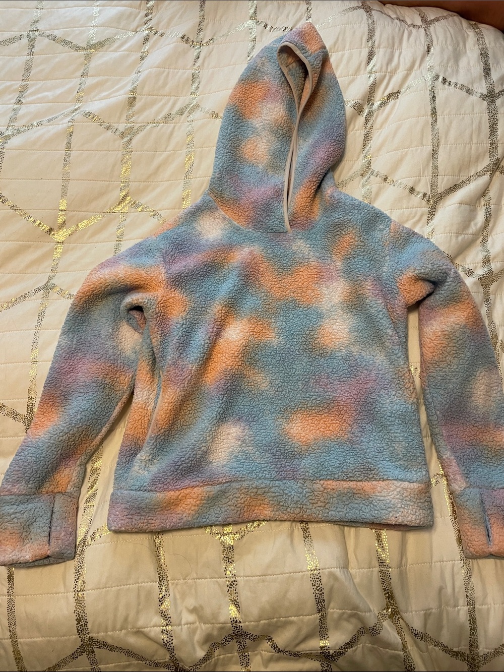 Athleta Girl Pastel Tie-Dye Hooded Fleece - Blue, Peach & Lavender